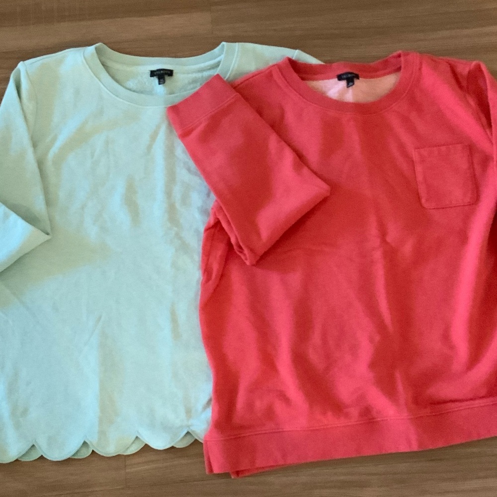 Women's Long Sleeve Tee Set - Coral and Mint by